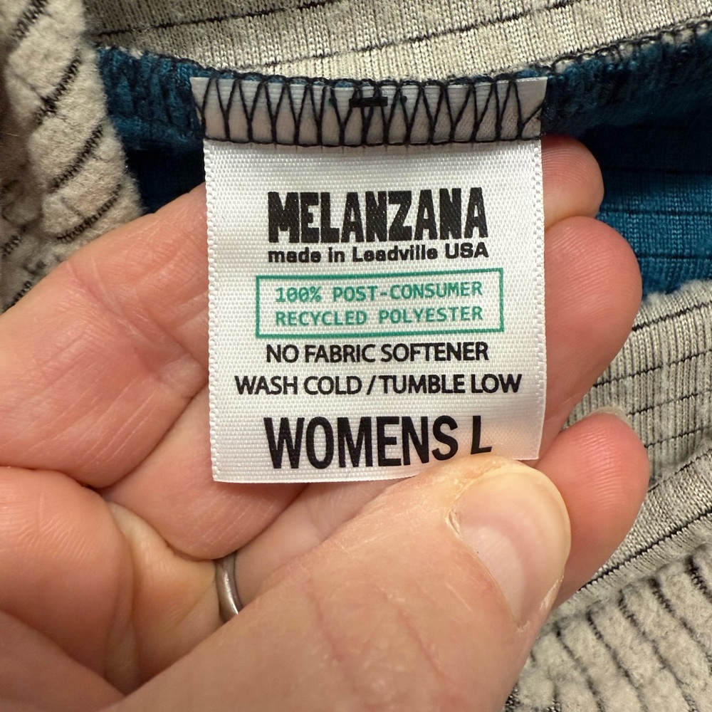 Melanzana “Mellie” Microgrid Hoodie - blue and cream - large - Picture 3 of 4